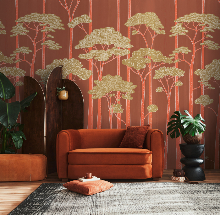 79222-8 Панно AS Creation 371*280, Лесной ритм на красном